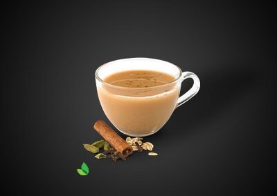 55.  Chai /30,- Indiske te med melk, sukker og masala. Indian masala tea with milk and sugar.